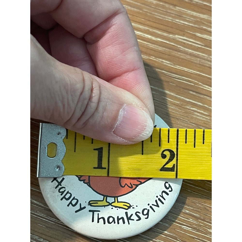 00091 VTG Happy Thanksgiving Turkey Button Pin Brooch – "You Are What You Eat" - Picture 2 of 5